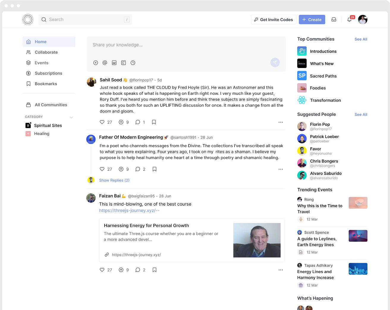 Sacred Network Platform Mockup